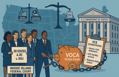 भिक्टिम अफ क्राइम एक्ट कोषमा आप्रवासन सर्त रोक्न २० राज्य र डीसी अदालतमा